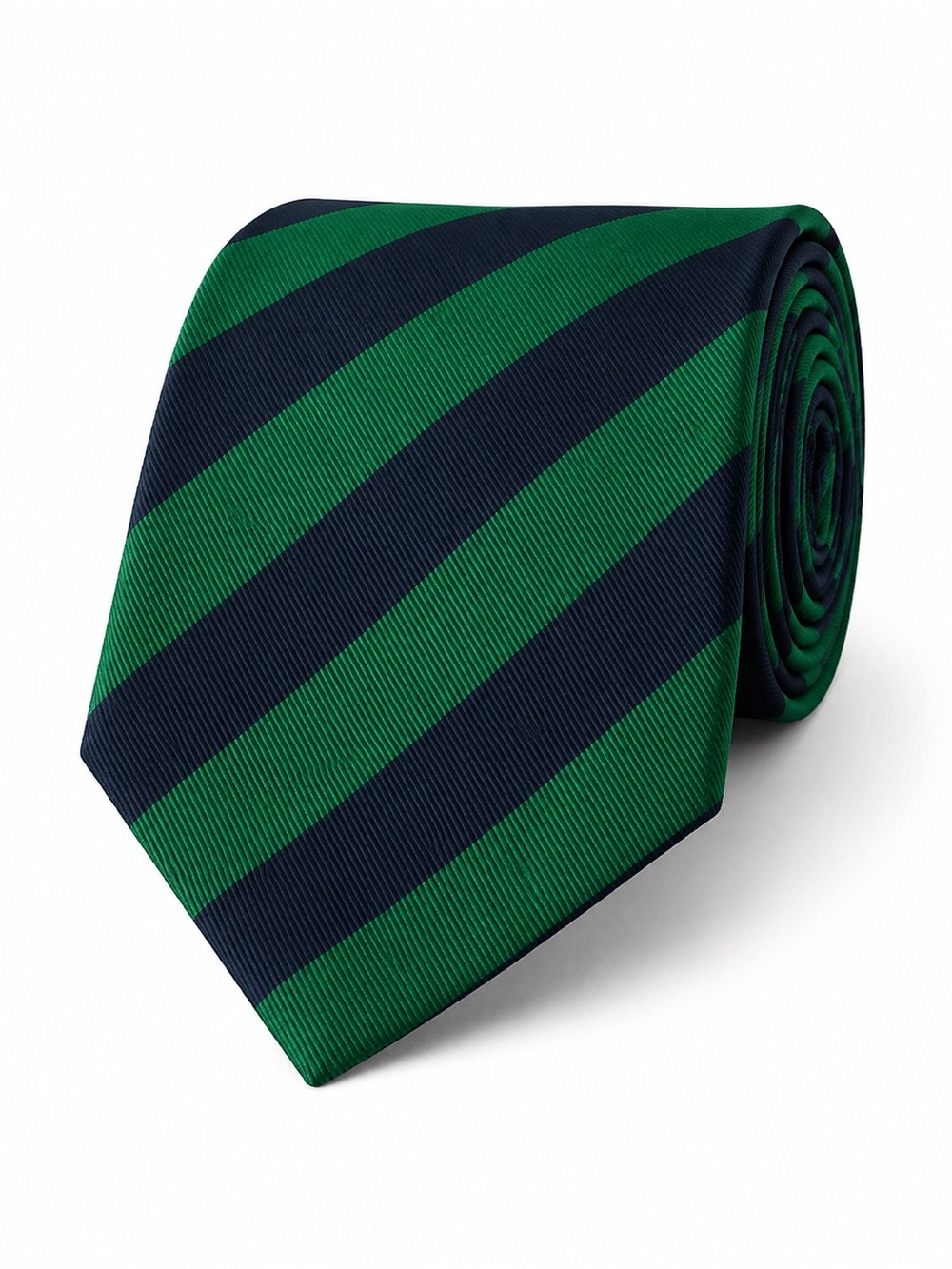 Wolf Mark Green & Navy Striped Tie | Classic Mens Necktie